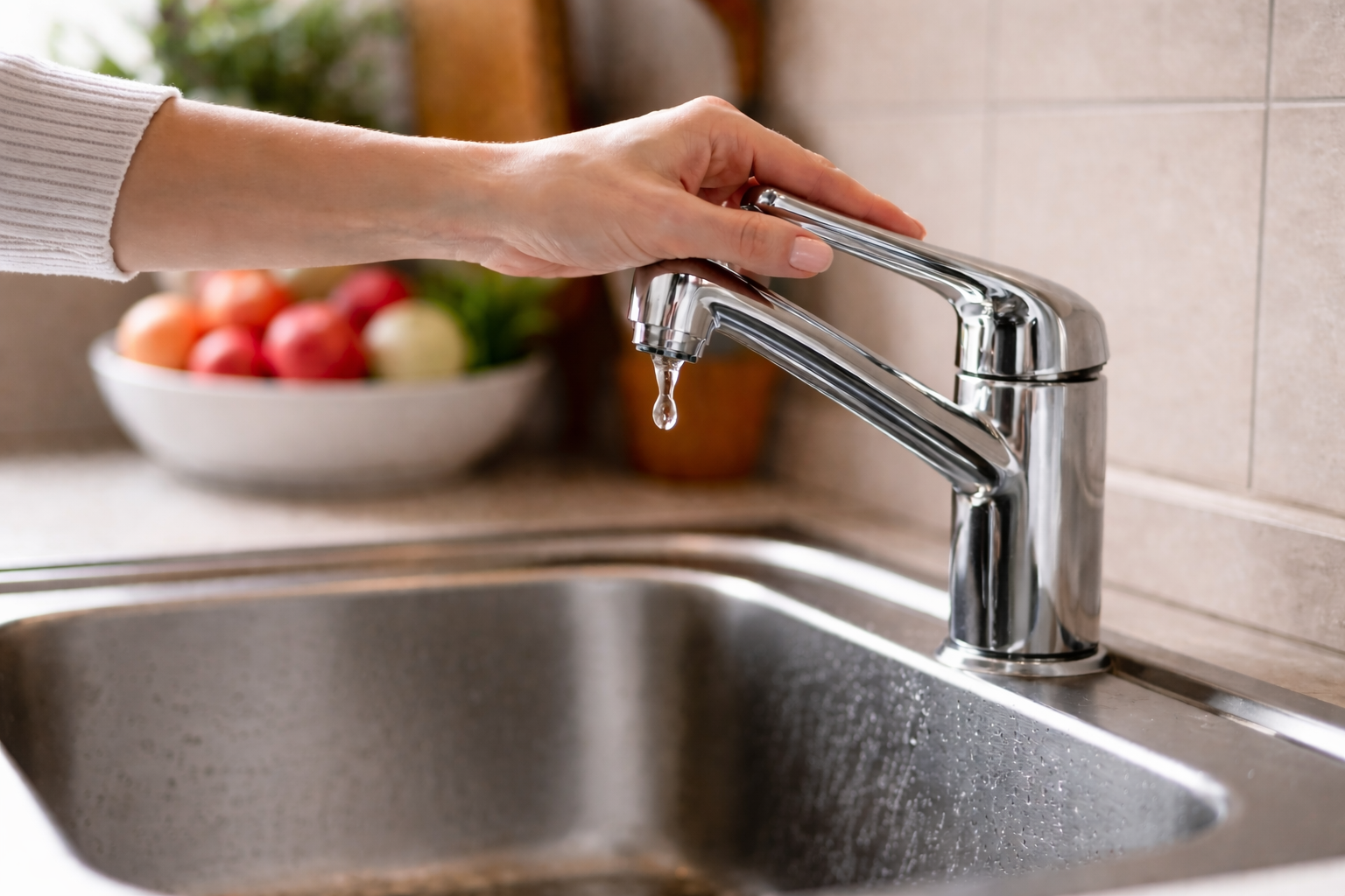 γυναικείο χέρι σε μια βρύση